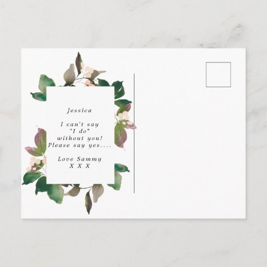 Werden Sie meine Trauzeugin Boho Blume Ankündigungspostkarte (Rückseite)