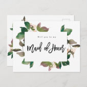 Werden Sie meine Trauzeugin Boho Blume Ankündigungspostkarte (Vorne/Hinten)