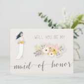 Werden Sie meine Trauzeugin Cards Girl Black Hair Einladung (Stehend Vorderseite)