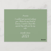 Werden Sie meine Trauzeugin einladen? Postkarte (Rückseite)