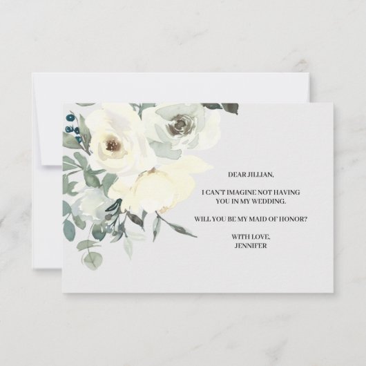 Werden Sie meine Trauzeugin Elfenbeinblütenblüte s (Rückseite)