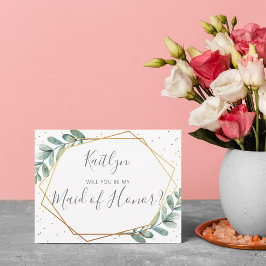 Werden Sie meine Trauzeugin Eukalyptus Geometric s