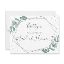 Werden Sie meine Trauzeugin Eukalyptus Geometric s
