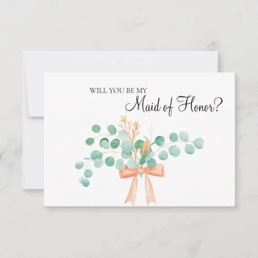 Werden Sie meine Trauzeugin Eukalyptus Peach (Vorderseite)