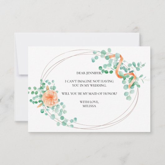 Werden Sie meine Trauzeugin Eukalyptus Peach (Rückseite)