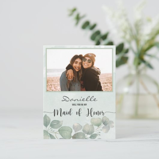 Werden Sie meine Trauzeugin Eukalyptus sein? (Stehend Vorderseite)