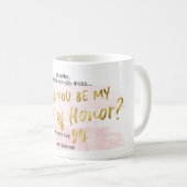 Werden Sie meine Trauzeugin Gold Blush Wasserfarbe Kaffeetasse (VorderseiteRechts)