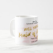 Werden Sie meine Trauzeugin Gold Blush Wasserfarbe Kaffeetasse (Vorderseite Links)