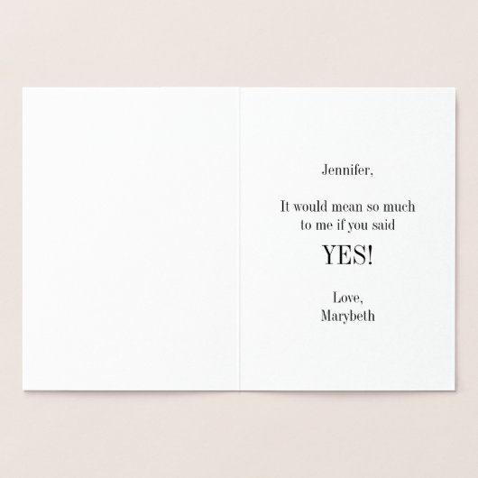 Werden Sie meine Trauzeugin Gold Foil Card Folienkarte (Innenseite)