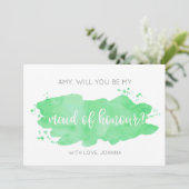 Werden Sie meine Trauzeugin grün sein? Einladung (Stehend Vorderseite)