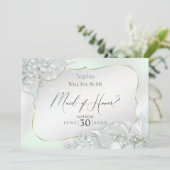 Werden Sie meine Trauzeugin Honeydew Shimmer sein? Einladung (Stehend Vorderseite)