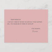 Werden Sie meine Trauzeugin Hübsch rosa Muster? Einladungspostkarte (Rückseite)