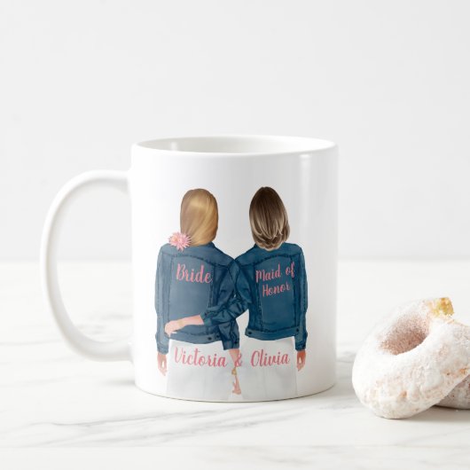 Werden Sie meine Trauzeugin Jean Jacket Tasse sein (Mit Donut)