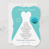 Werden Sie meine Trauzeugin Kleid mit Rose Aqua Einladung (Vorderseite)