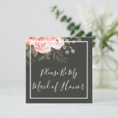 Werden Sie meine Trauzeugin mit einer eleganten Bl Einladung (Stehend Vorderseite)