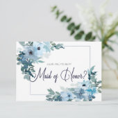 Werden Sie meine Trauzeugin moderne blaue Rose sei (Stehend Vorderseite)