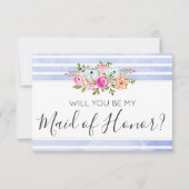 Werden Sie meine Trauzeugin moderne Blumenstreifen Einladung (Vorderseite)