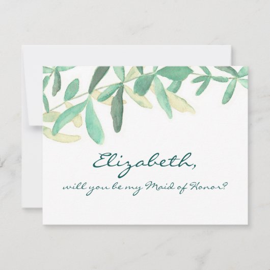 Werden Sie meine Trauzeugin moderne botanische Einladung (Vorderseite)