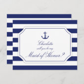 Werden Sie meine Trauzeugin Nautical Anchor Blue s Einladung (Vorne/Hinten)