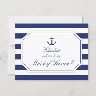 Werden Sie meine Trauzeugin Nautical Anchor Blue s Einladung