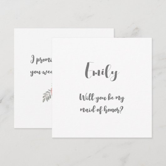 Werden Sie meine Trauzeugin-Note-Karte sein? Dankeskarte (Vorne/Hinten)