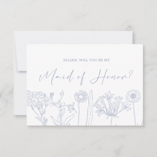 Werden Sie meine Trauzeugin Periwinkle Blume? (Vorderseite)