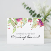 Werden Sie meine Trauzeugin Pink Boho Floral sein? Einladung (Stehend Vorderseite)