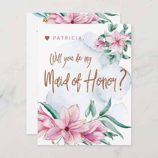Werden Sie meine Trauzeugin pinkfarbene Minzheldin Einladung (Vorne/Hinten)