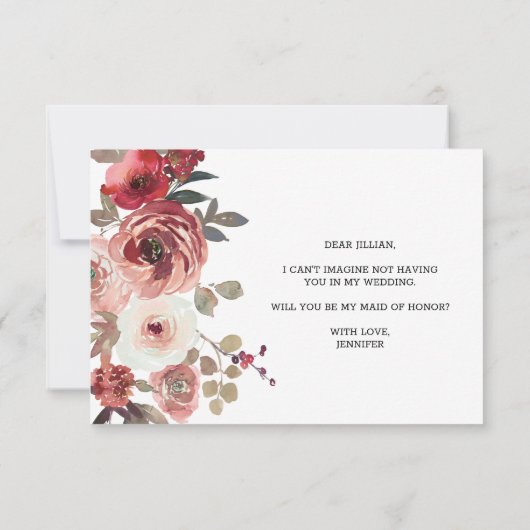 Werden Sie meine Trauzeugin Red Blush Rose sein? (Rückseite)