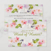 Werden Sie meine Trauzeugin rustikal rosa Florals (Vorne/Hinten)