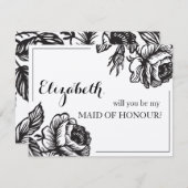 Werden Sie meine Trauzeugin rustikale Chorflora Einladung (Vorne/Hinten)