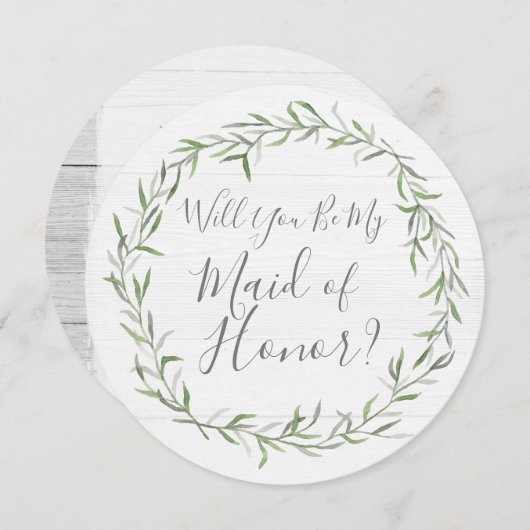 Werden Sie meine Trauzeugin rustikales Holz & Kran Einladung (Vorne/Hinten)