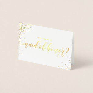 Werden Sie meine Trauzeugin Script Gold Foil Card Folienkarte