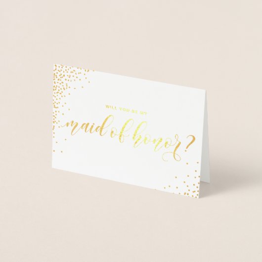 Werden Sie meine Trauzeugin Script Gold Foil Card Folienkarte (Vorderseite)