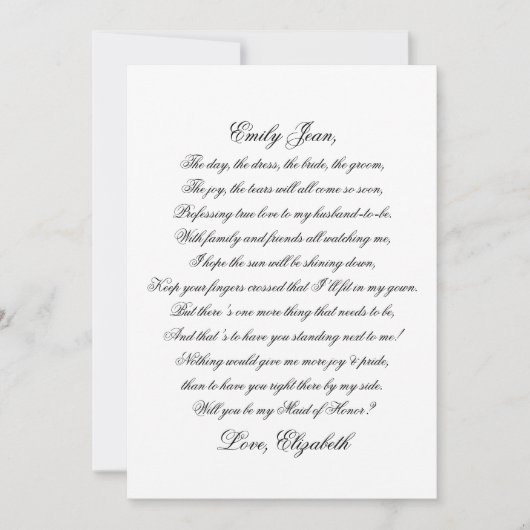 Werden Sie meine Trauzeugin-Script-Pocket-Karte (Vorderseite)