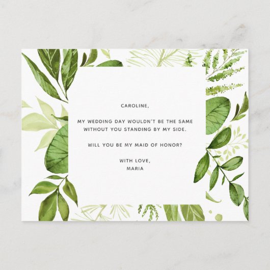 "Werden Sie meine Trauzeugin sein?" Ankündigungspostkarte (Rückseite)