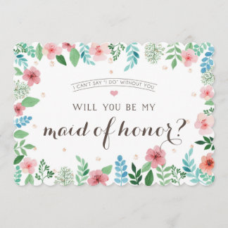 Werden Sie meine Trauzeugin sein, Aquarell-Blume Einladung