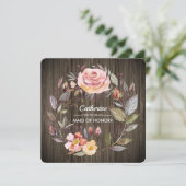 Werden Sie meine Trauzeugin sein? Barn Wood Floral Einladung (Stehend Vorderseite)