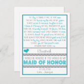 Werden Sie meine Trauzeugin sein? Blue/Graue Poesi Einladung (Vorne/Hinten)