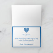 Werden Sie meine Trauzeugin sein? Blue Heart Card Einladung (Innenseite)
