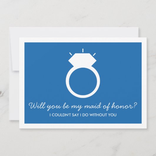 Werden Sie meine Trauzeugin sein? Blue Ring Card Einladung (Vorderseite)