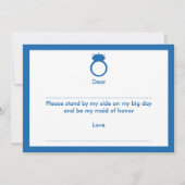 Werden Sie meine Trauzeugin sein? Blue Ring Card Einladung (Rückseite)