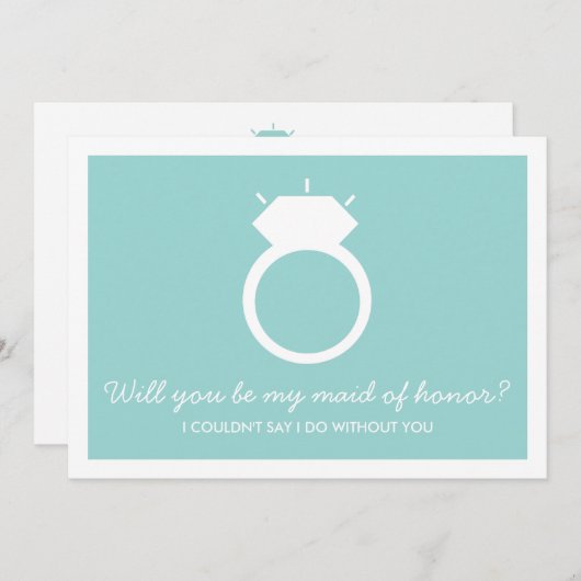 Werden Sie meine Trauzeugin sein? Blue Ring Card Einladung (Vorne/Hinten)