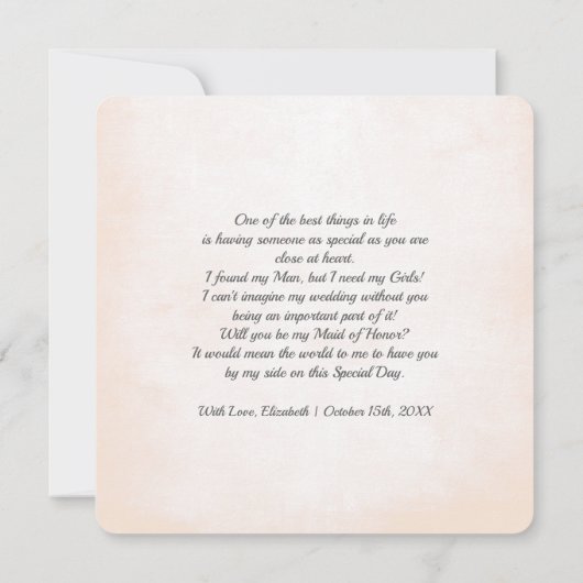 Werden Sie meine Trauzeugin sein? Blush Pink Peoni Einladung (Rückseite)