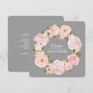 Werden Sie meine Trauzeugin sein? Blush Pink Peoni Einladung