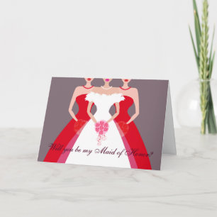 Werden Sie meine Trauzeugin sein? Brautparty (rot) Einladung