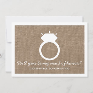 Werden Sie meine Trauzeugin sein? Burlap Ring Card Einladung