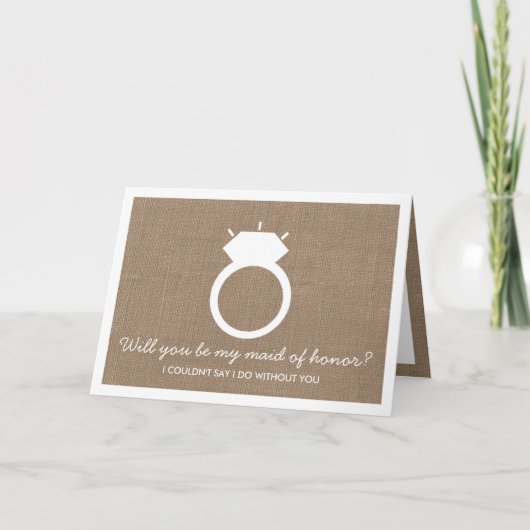 Werden Sie meine Trauzeugin sein? Burlap Ring Card Einladung (Vorderseite)