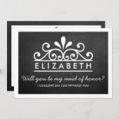 Werden Sie meine Trauzeugin sein? Chalkboard Tiara Einladung (Vorne/Hinten)