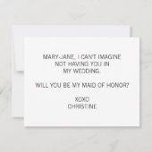 Werden Sie meine Trauzeugin sein Elegante Kalligra Einladung (Rückseite)